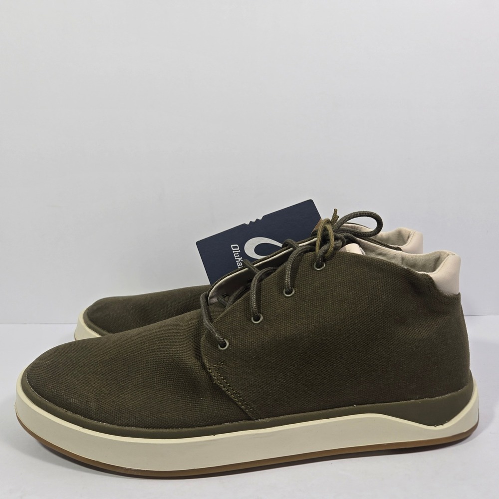OluKai Papaku Mens Olive Green Canvas Chukka Boots Sneakers 10539-6666 Size 13
